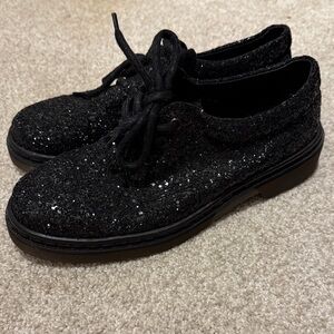 Topshop Sparkly Black Lace-Up Shoes size 8.5